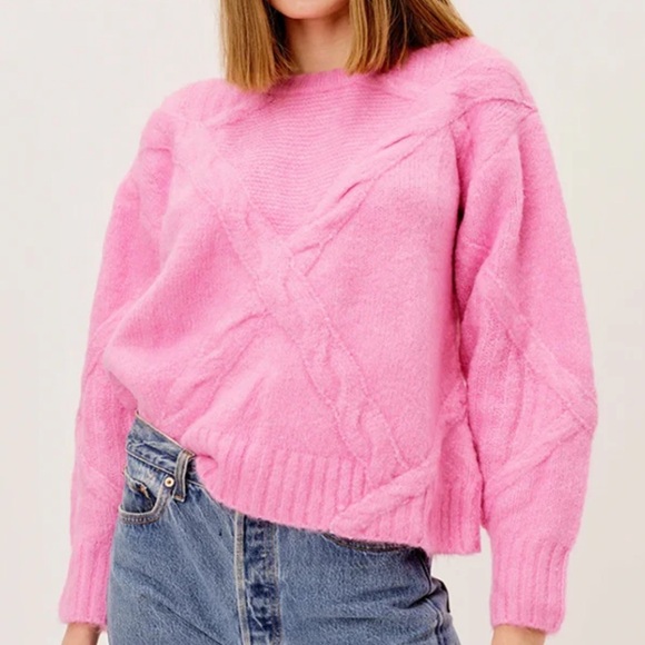 NWT FOR LOVE & LEMONS carly open back sweater in pink size XL-2X - Picture 3 of 15